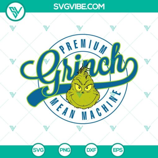 Premium Grinch Mean Machine SVG file with detailed Grinch face images for download. Perfect for holiday crafts and projects.