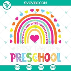 Fun preschool back to school SVG images with cheerful designs for first day of school, perfect for crafting projects.