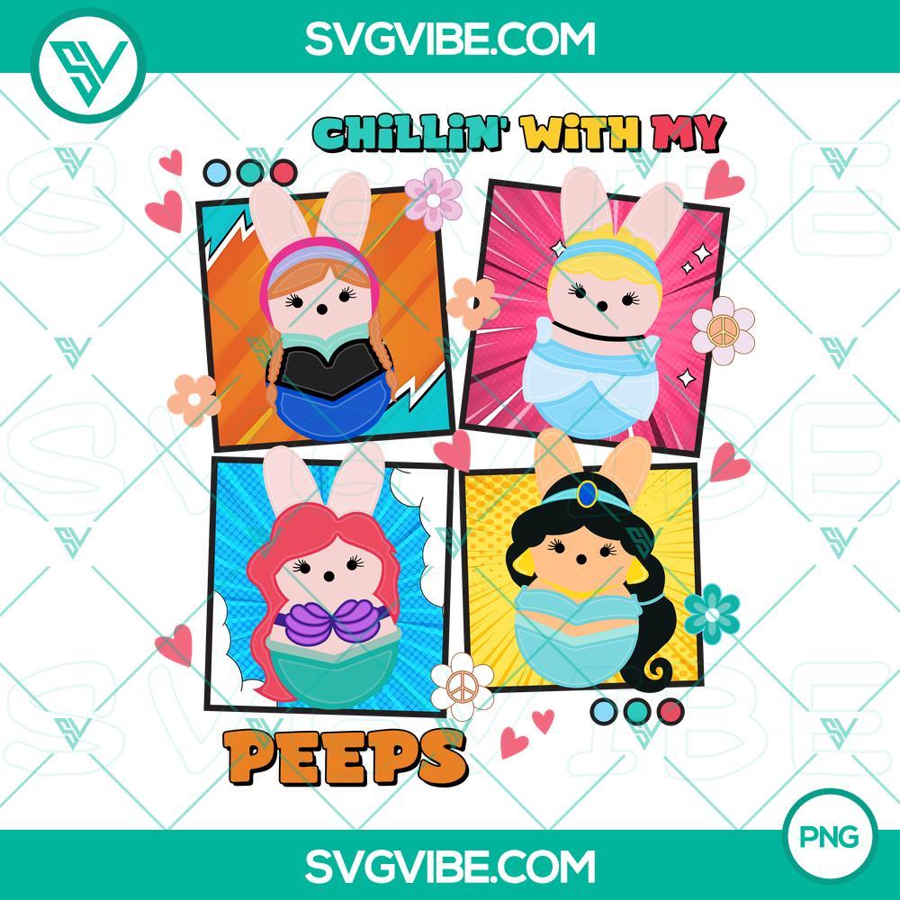 Princess Chillin With My Peeps PNG Files, Disney Princess Bunny Easter PNG Files, Disney Princess Peeps PNG Image Disney Princess characters as bunnies, relaxing with peeps on an Easter-themed PNG images set for digital use.