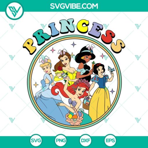 Princess Easter SVG featuring Disney Happy themed design with Magical Eggs for Spring, ideal for digital download.