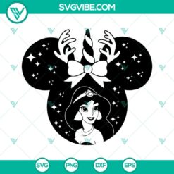 Princess Jasmine Christmas SVG Download featuring Disney Princess in holiday attire. Perfect for crafting projects.
