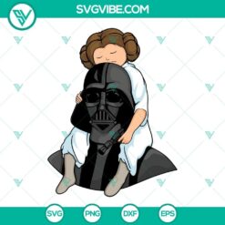 Princess Leia and Darth Vader SVG images, Anakin Skywalker SVG download, Star Wars character designs, sci-fi fan art.