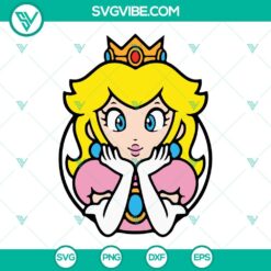 Princess Peach SVG Bundle with Princess Toadstool and Princess Mario designs for crafting. Perfect for gamers and fans.