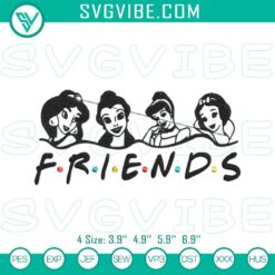 Princesses friends Disney girls character embroidery design, pes file for digital use.