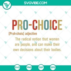 Pro Choice definition SVG image with Prochoice shirt design, ideal for digital products.
