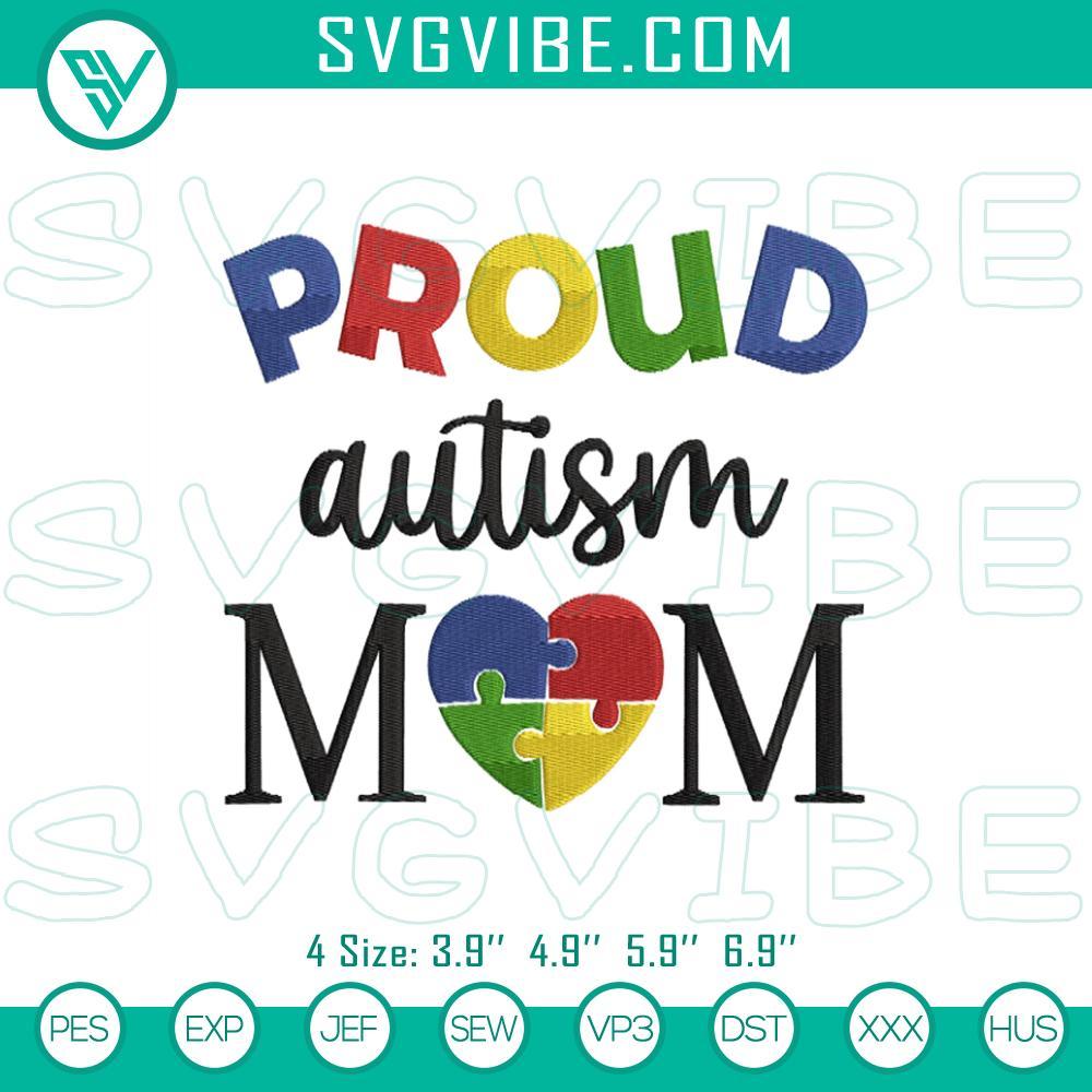 Proud Autism Mom Puzzle Heart Embroidery Designs Autism puzzle heart embroidery file, ideal for proud Autism Moms. Unique awareness pattern for crafting projects.