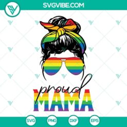 LGBTQ rainbow messy bun SVG files for proud mamas in PNG, DXF, and EPS formats. Perfect for craft projects.