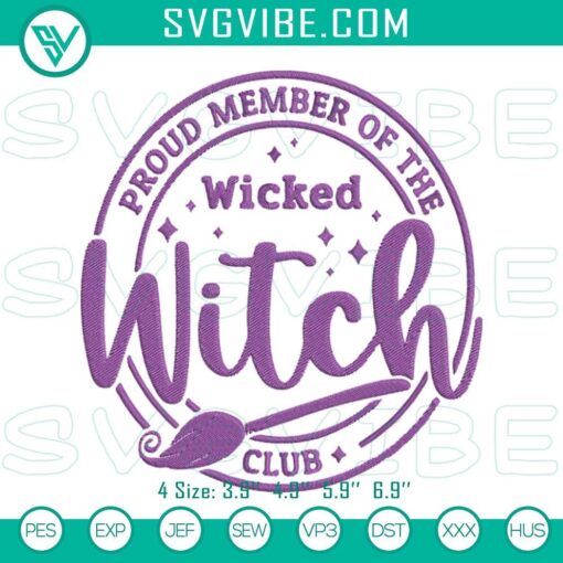 Wicked Witch Club embroidery design for Halloween, funny and witchy file.