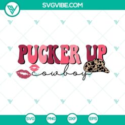 Cowboy-themed Valentine's Day SVG with a puckering cowboy and Western design elements. Perfect for Valentine's Day crafts.