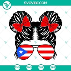 Puerto Rico Kidlife SVG featuring Messy Bun Girl Little Girl SVG Files, Puerto Rican pride design for kids, colorful and playful design
