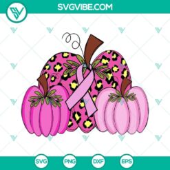 Pink Cheetah Print Pumpkin and Breast Cancer Ribbon SVGs for crafts and apparel design. Unique and trendy cancer awareness graphics.
