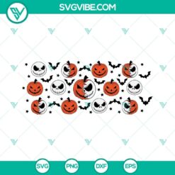 Halloween themed Pumpkin Jack Skellington Libbey Can Glass SVG image featuring Pumpkin King design, perfect for spooky holiday crafts.