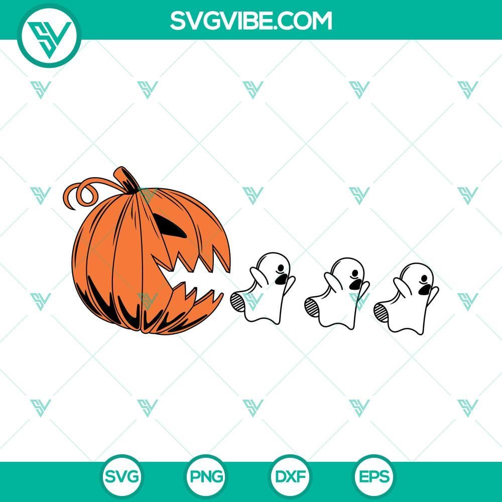 Pumpkin Pacman SVG, Boo Sheet Halloween SVG PNG DXF EPS Cut Files Pumpkin Pacman and Boo Sheet Halloween SVG, PNG, DXF, EPS Cut Files for crafts and projects.