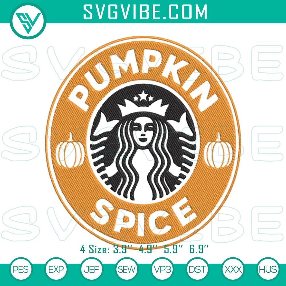 Pumpkin Spice Starbucks Logo Embroidery Design Files Pumpkin Spice Coffee Logo Embroidery Design, Fall Latte Lover Stitch Pattern for autumn-themed coffee lovers.