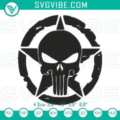 Punisher skull machine embroidery design, bold & edgy digital file for DIY projects, jacket, or clothing.