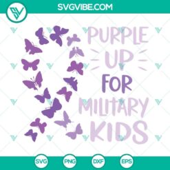 Purple ribbon butterflies SVG files perfect for Purple Up For Military Kids event. Ideal for military support projects.