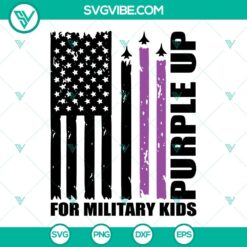 Purple Up For Military Kids SVG with American Flag design for children, patriotic SVG images.