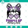 Purple Up Military Child and Messy Bun Kid Purple Ribbon SVG Files for military families.