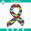 Autism awareness puzzle pieces ribbon SVG files, includes PNG, DXF, EPS cut files for crafting projects.