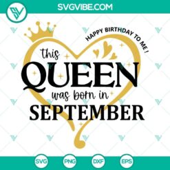 Queen Born In September SVG graphic for Libra birthday shirt, featuring PNG files.