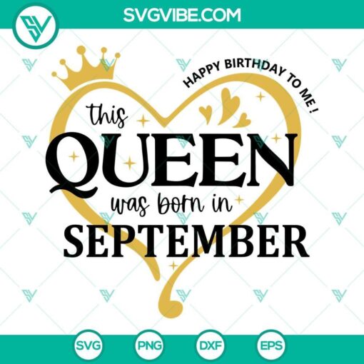 Queen Born In September SVG graphic for Libra birthday shirt, featuring PNG files.