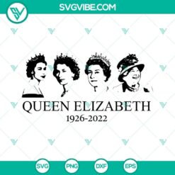 Queen Elizabeth II SVG images with RIP tribute, available for download in PNG and DXF formats. Tribute design of Queen Elizabeth II.