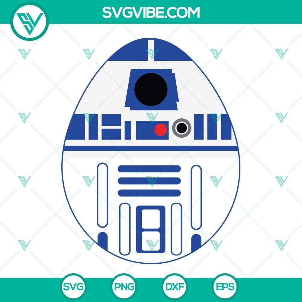 R2D2 Easter Egg SVG, Robot Easter Egg SVG, Star Wars Easter Day SVG PNG DXF EPS R2D2 Easter Egg SVG file with Robot Easter Egg design for Star Wars Easter Day celebration.