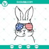 Rabbit wearing American flag sunglasses SVG design, Patriotic Animals clipart, Bunny in sunglasses SVG file. Great for 4th of July crafts.