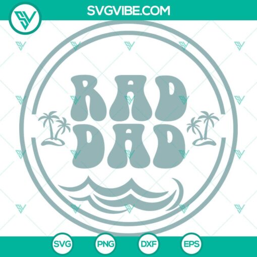 Rad Dad surfing Father's Day gift SVG image with cool design for Cricut. Perfect for dads who love surfing. High-quality PNG, EPS, DXF, PDF files.