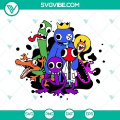 Rainbow Friends SVG file with PNG, DXF, EPS formats for Cricut, colorful and whimsical digital design for crafts and projects.