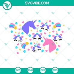 Rainbow Unicorn Starbucks cup wrap SVG with summer kawaii designs for kids.