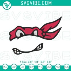 Raphael Ninja Turtle mask embroidery designs featuring TMNT superhero character file for crafts and projects.