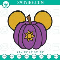 Rapunzel princess pumpkin Mickey ears embroidery design, Tangled Halloween embroidery file for digital download.