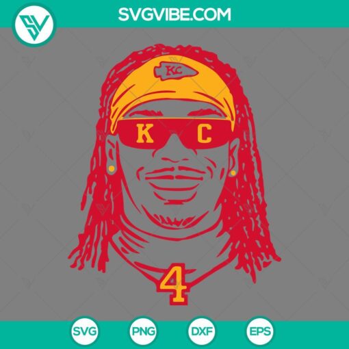 Rashee Rice and Kansas City Chiefs players SVG download with PNG files, perfect for football fans and digital crafting projects.