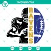 Ravens football half player SVG graphic, featuring Ravens team and football elements. Ideal for sports-themed digital designs.