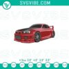 Red Nissan Skyline R34 GTR embroidery file with sports car design, perfect for car enthusiasts and automotive embroidery projects.