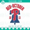Red October Phillies 2023 baseball embroidery design file with intricate detailing for sports enthusiasts.