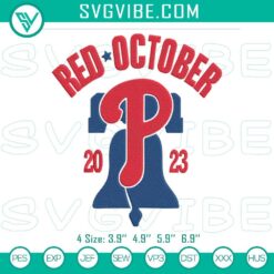 Red October Phillies 2023 Embroidery File, Baseball Embroidery Design