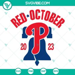 Red October 2023 Phillies SVG featuring a Philadelphia Phillies logo with a home run theme, perfect for fans.