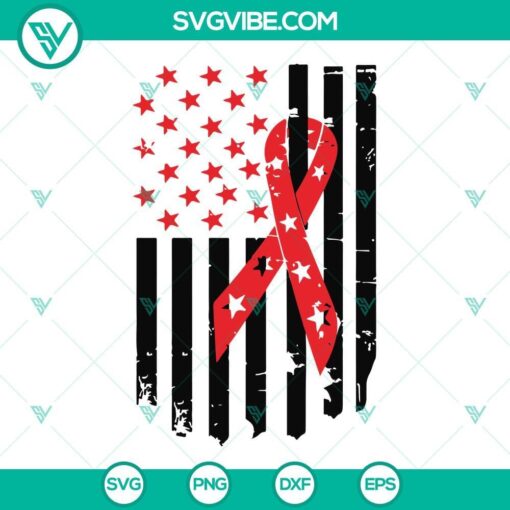 Red Ribbon Week American Flag SVG design with patriotic red ribbon and cut file formats for crafting projects.