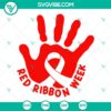 Red Ribbon Week hand symbol in SVG, PNG, DXF, EPS formats for digital use.