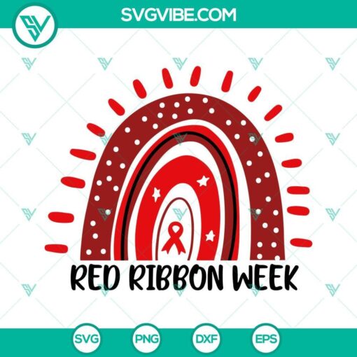 Colorful Red Ribbon Week Rainbow SVG image with drug free theme, perfect for promoting anti-drug campaigns.
