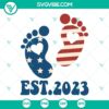 Red White And Due 2023 SVG images featuring New American Baby designs for Pregnancy celebration.