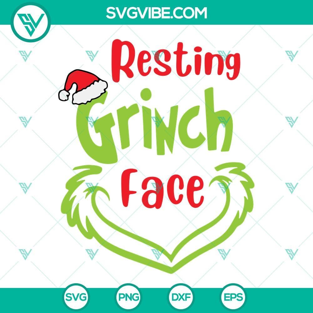 Resting Grinch Face SVG, Grinch Christmas SVG PNG EPS DXF Cut Files Resting Grinch Face SVG Files for Christmas crafts, includes Grinch Christmas SVG, PNG, EPS, and DXF cut files.