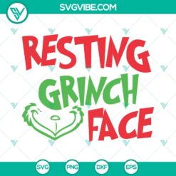 Resting Grinch Face SVG files for Christmas 2022, perfect for holiday crafting and decor.