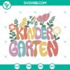 Retro floral kindergarten and preschool teacher SVG file with colorful flowers and playful design for crafting projects.