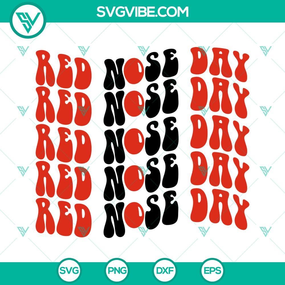 Retro Red Nose Day SVG PNG DXF EPS Digital Design Download Retro Red Nose Day digital design download with SVG, PNG, DXF, and EPS file formats for a charitable event celebration.