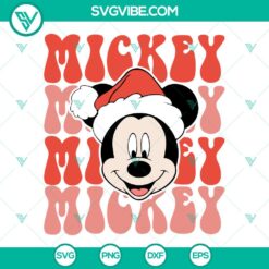 Retro Santa Mickey and Christmas SVG Files for holiday crafts and designs, vintage Christmas illustrations.