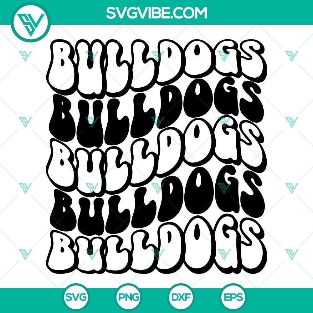 Retro Wavy Bulldogs SVG, Georgia Bulldogs SVG PNG DXF EPS Cut File Retro wavy Georgia Bulldogs SVG file with PNG, DXF, and EPS formats for cutting machines.