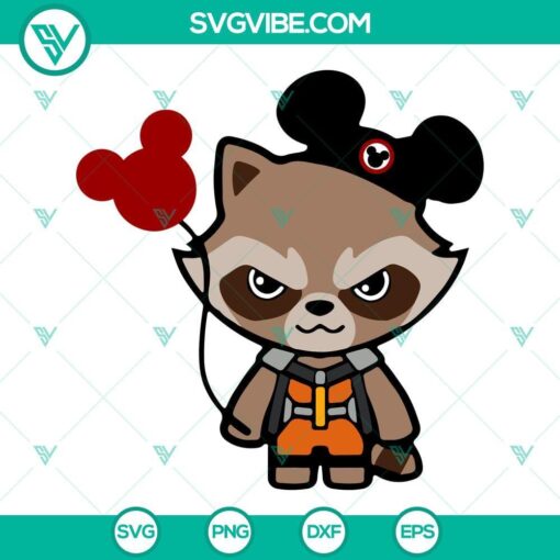 Rocket Raccoon and Balloon Mickey SVG file, ideal for Guardians of the Galaxy fans. Unique and fun design for crafting.